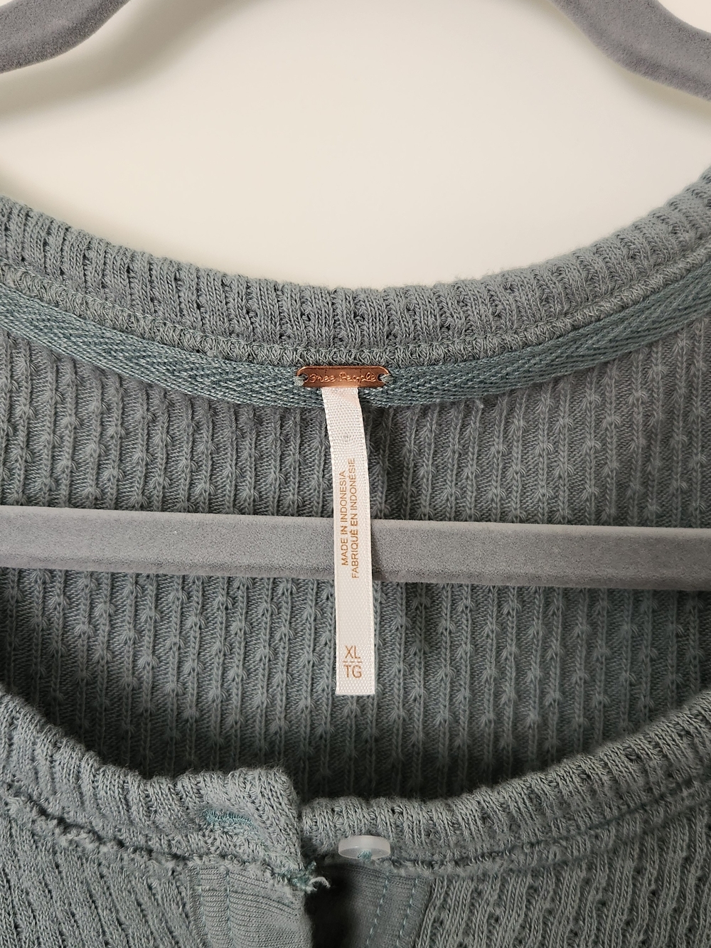 Free People Slate Green Waffle Henley Long Sleeve - Picture 5 of 6
